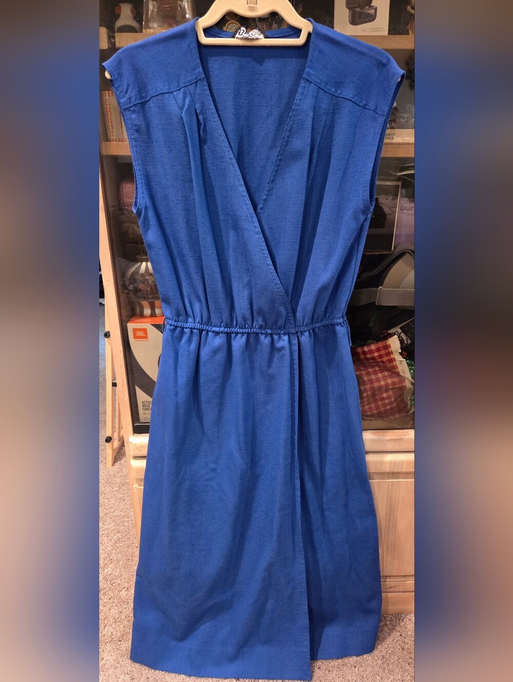 Vintage Sue Brett Sleeveless Wrap-Front Royal Blue Dress